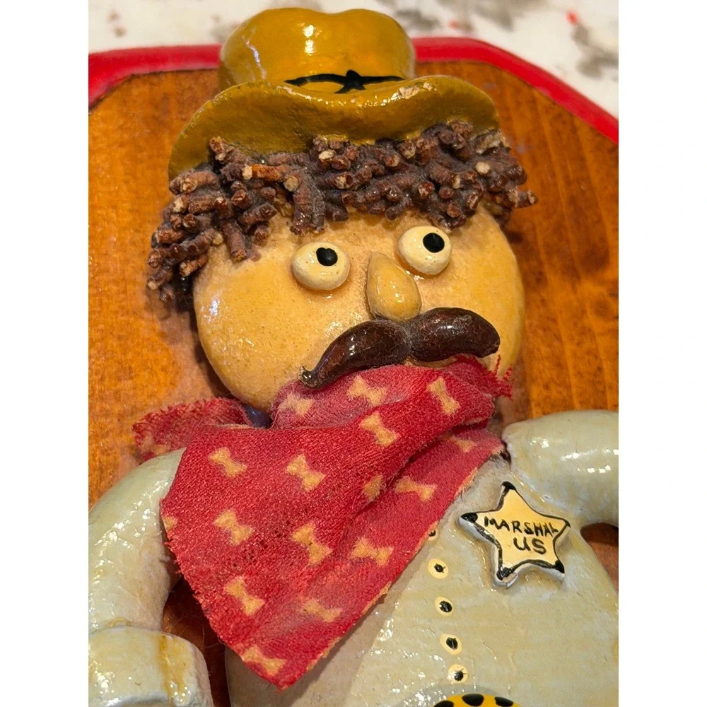 Creative‎ Dough Art Cowboy US Marshal Wall Plaque Folk Western Decor Wild West